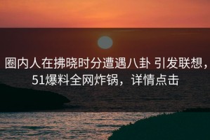 圈内人在拂晓时分遭遇八卦 引发联想，51爆料全网炸锅，详情点击